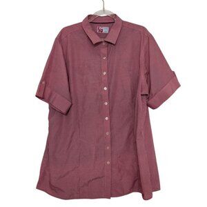 Chick Fil A Micro Check Shirt Mens Size 2XL Red Short Sleeve Employee Uniform